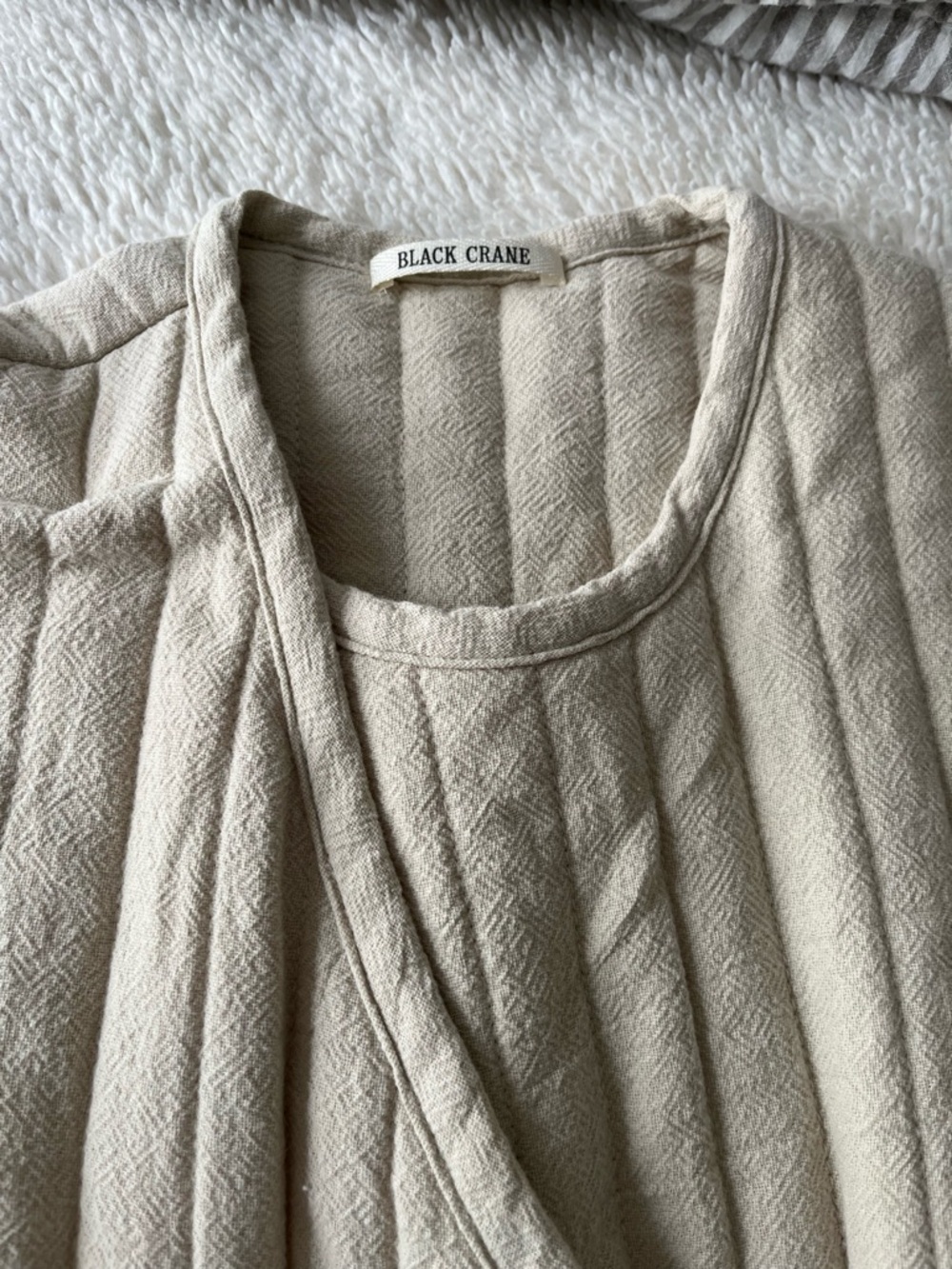 Long Quilted Cream Women's Puffer Coat - Picture 3 of 8